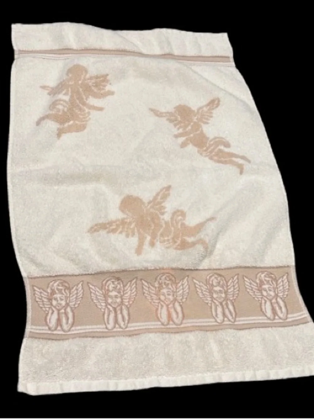 Vintage 90s Celestial Cherub Hand Towel Angels Whimsigoth Bathroom Decor